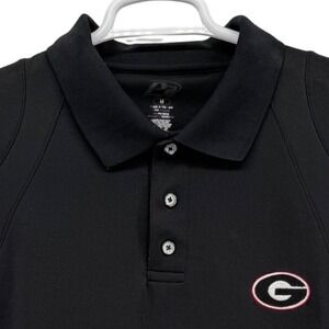 P2 Georgia Bulldogs Mens Medium Black Performance Mesh Polo Shirt NCAA UGA Dawgs